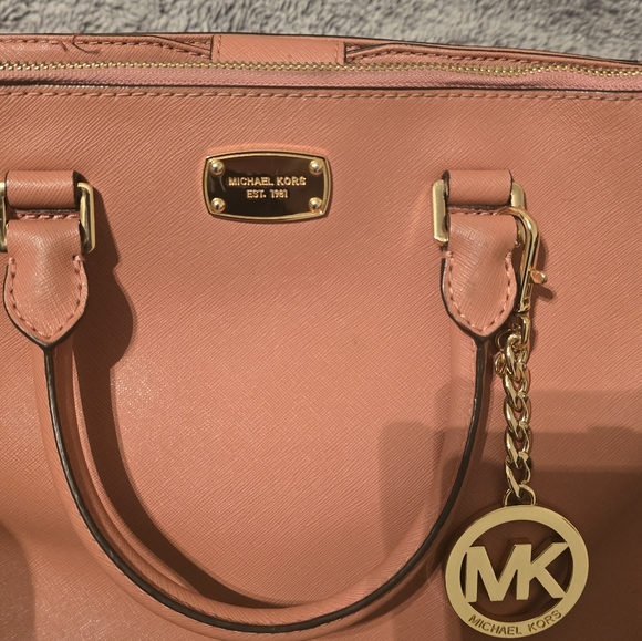 Michael Kors Coral Satchel with Gold Accents